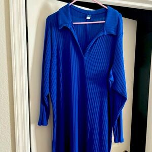 Royal Blue ribbed, dress, very flattering!